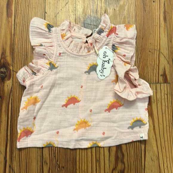 NWT! Ruffle Shortsleeve Dino Print Gauze Set - Picture 2 of 4